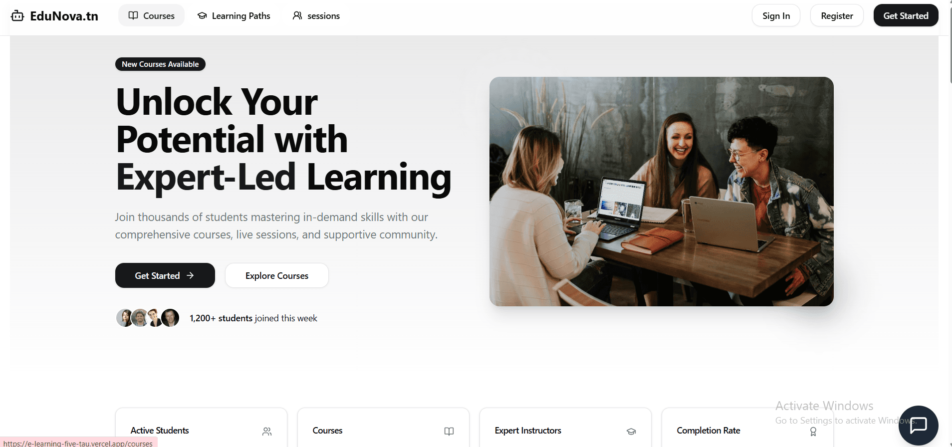 EduNova — LMS with AI & WebSocket interface view 1