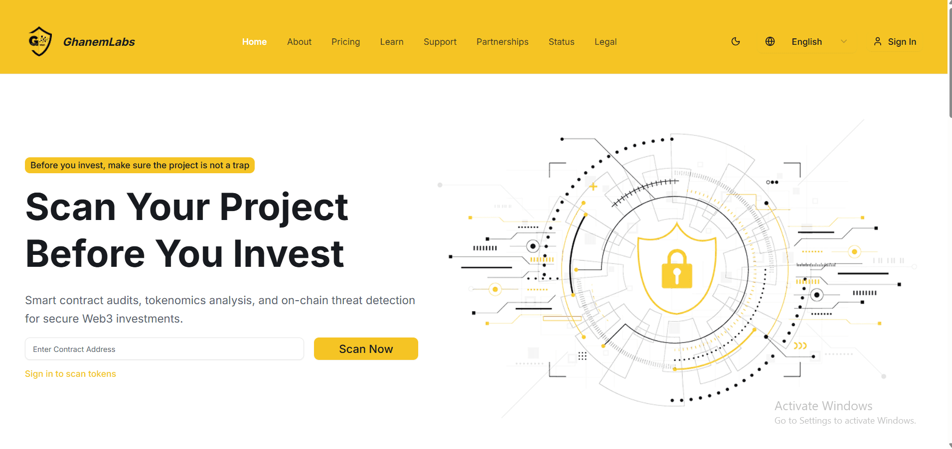 Ghanem Labs — Web3 Audit SaaS interface view 1