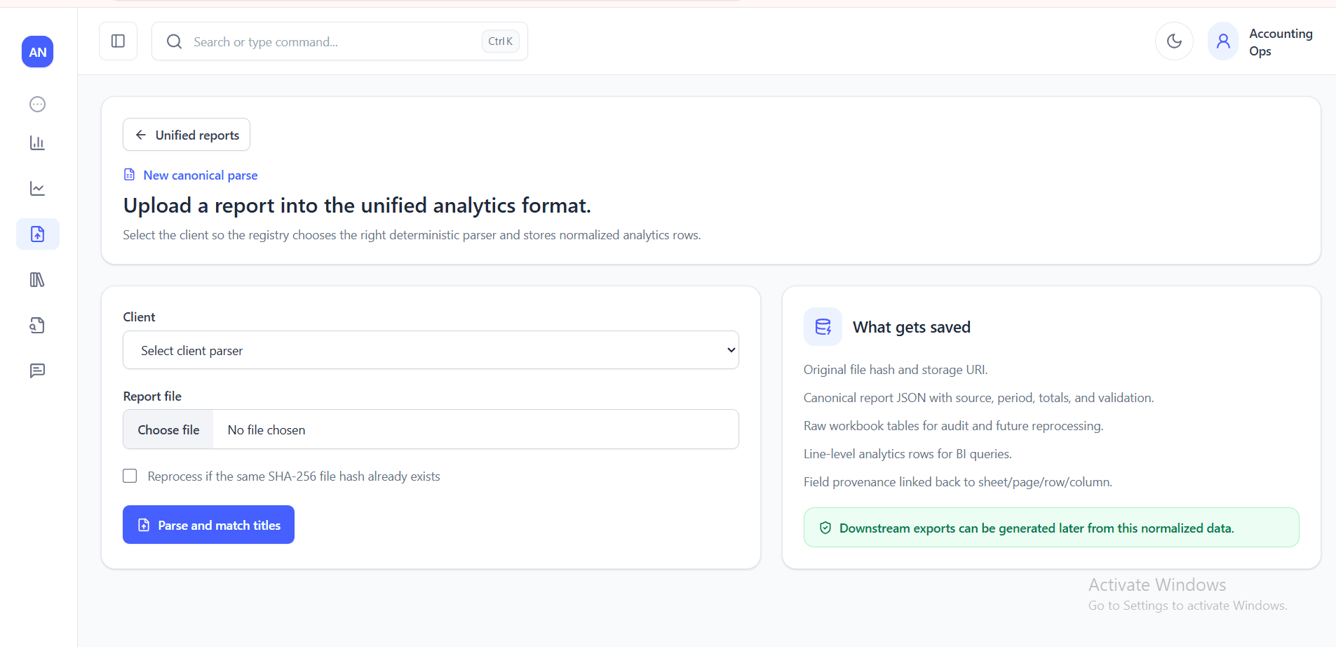 Invoice Parsing & KPI Reporting Dashboard interface view 3