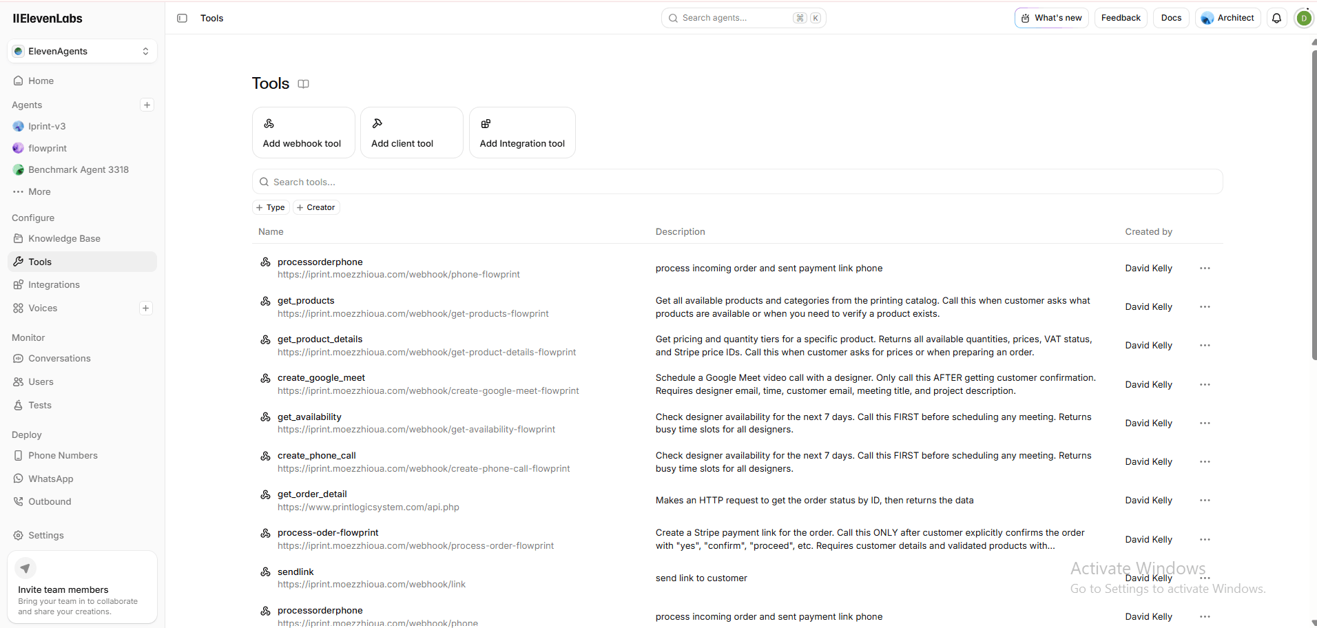 iPrint AI Voice & Chat Support Agent interface view 6