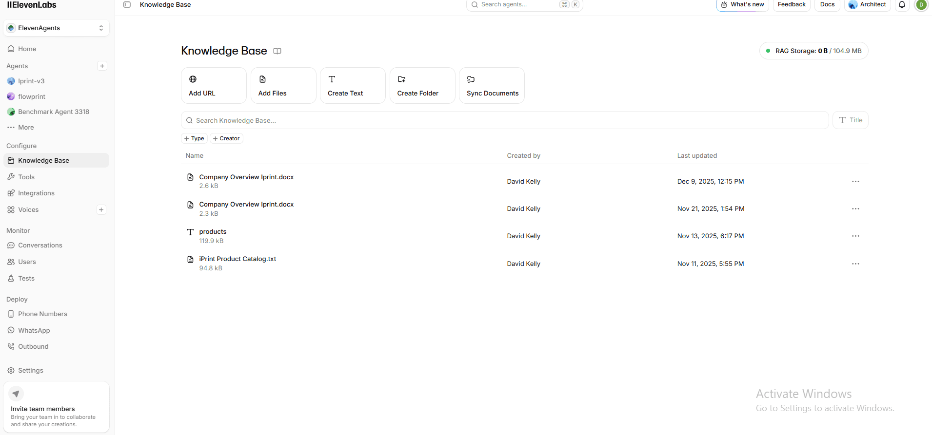 iPrint AI Voice & Chat Support Agent interface view 7