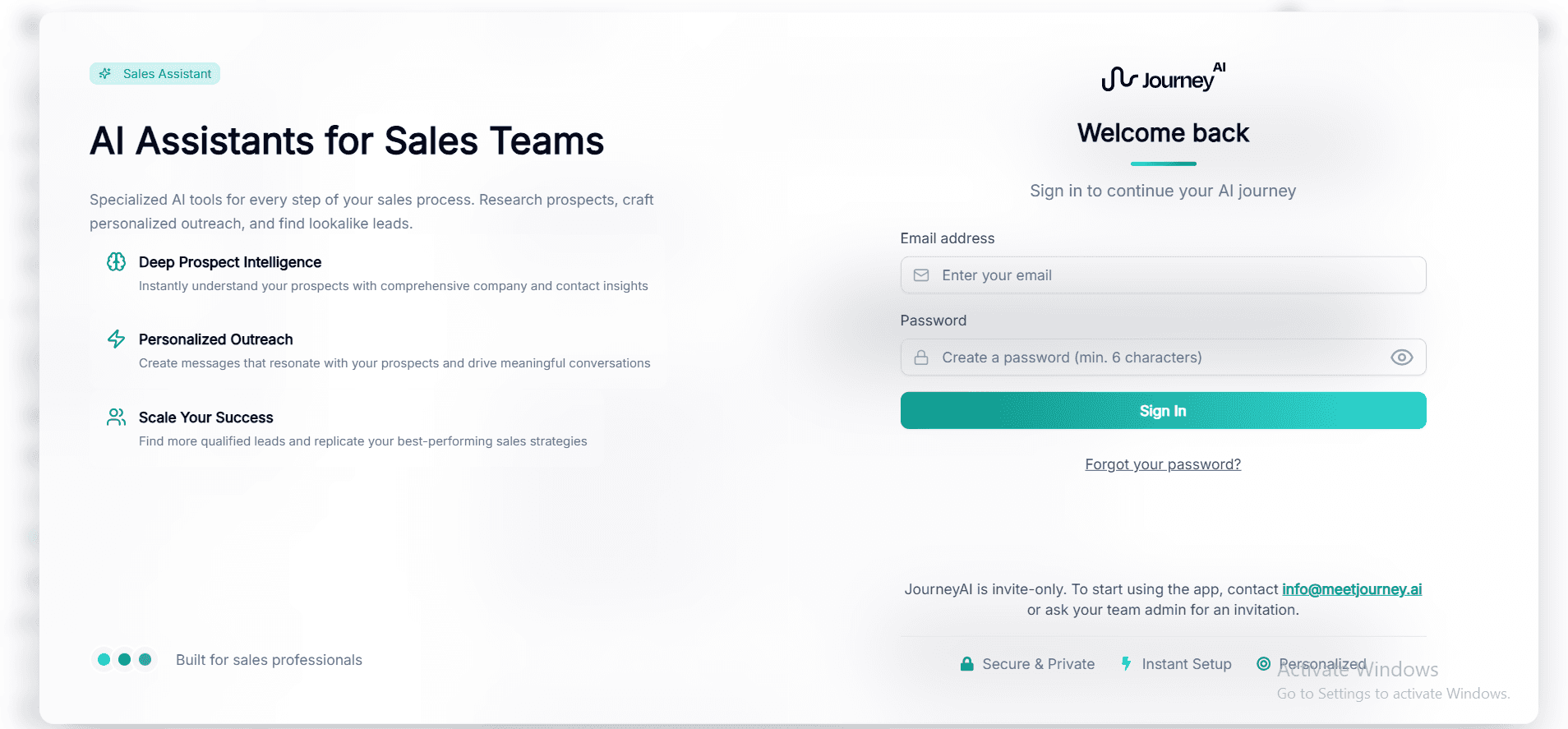 JourneyAI — AI Sales Assistant Platform interface view 2