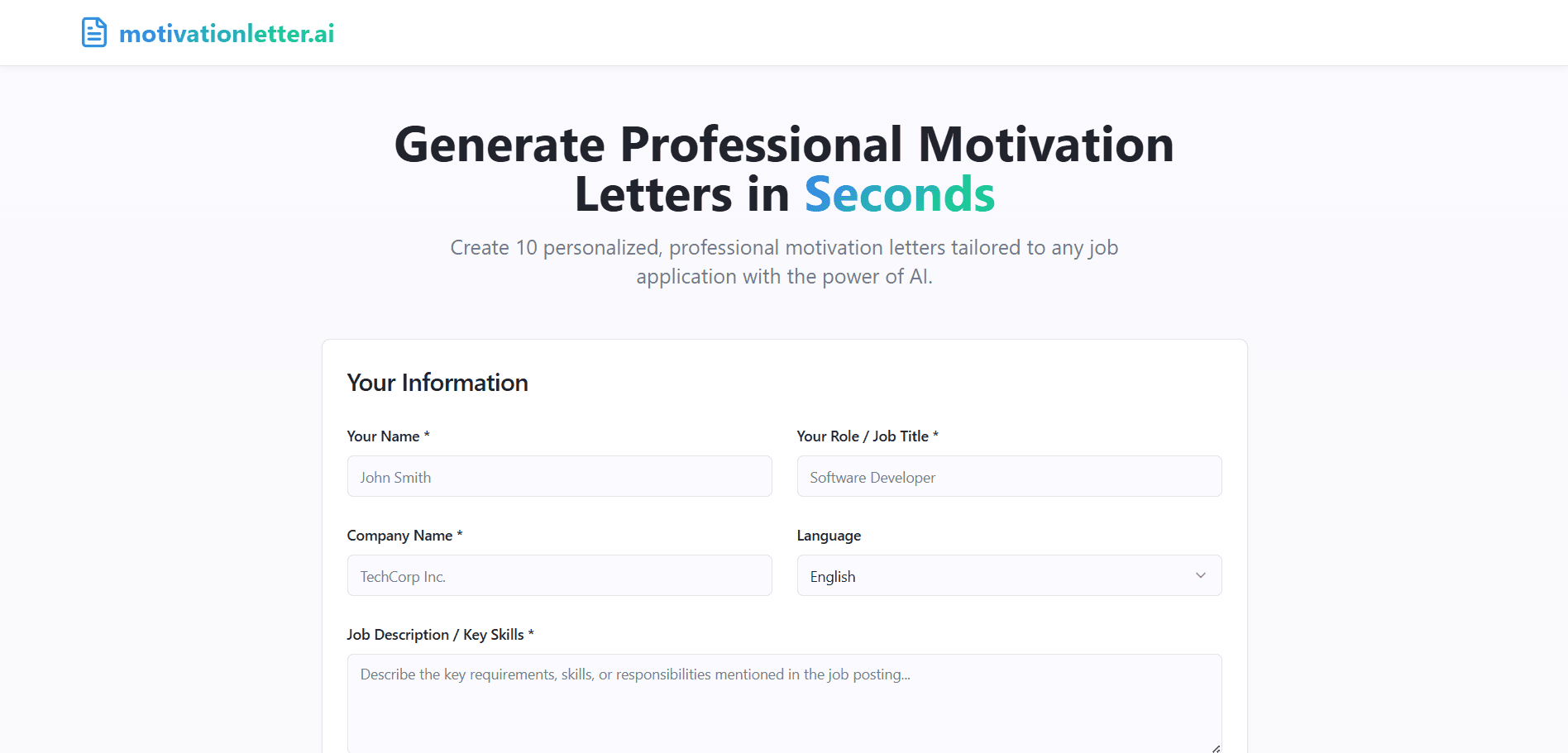 AI Motivation Letter Generator