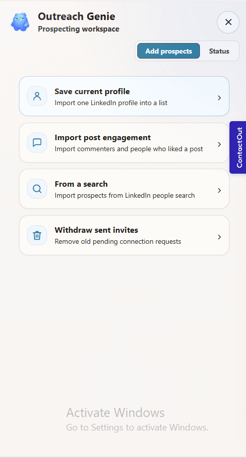 Outreach Genie — LinkedIn Outbound SaaS interface view 7