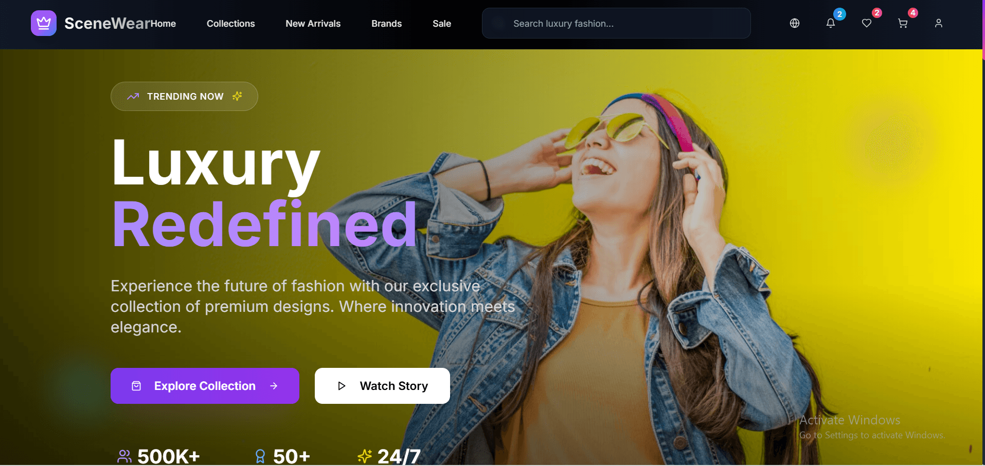 Scenewear E-Commerce interface view 1
