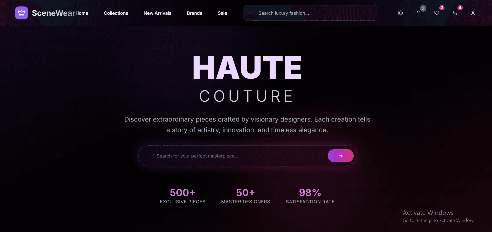 Scenewear E-Commerce interface view 2