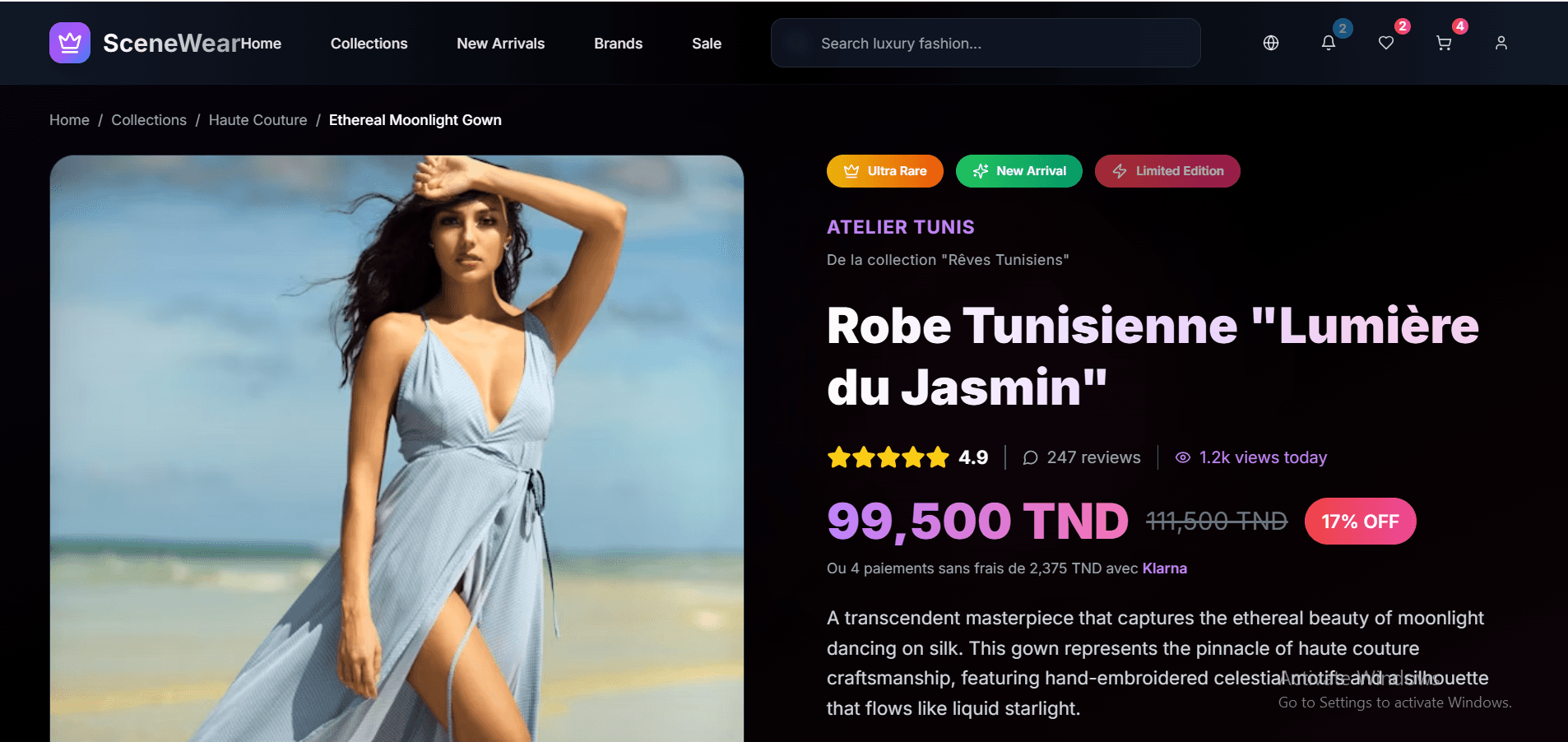 Scenewear E-Commerce interface view 3