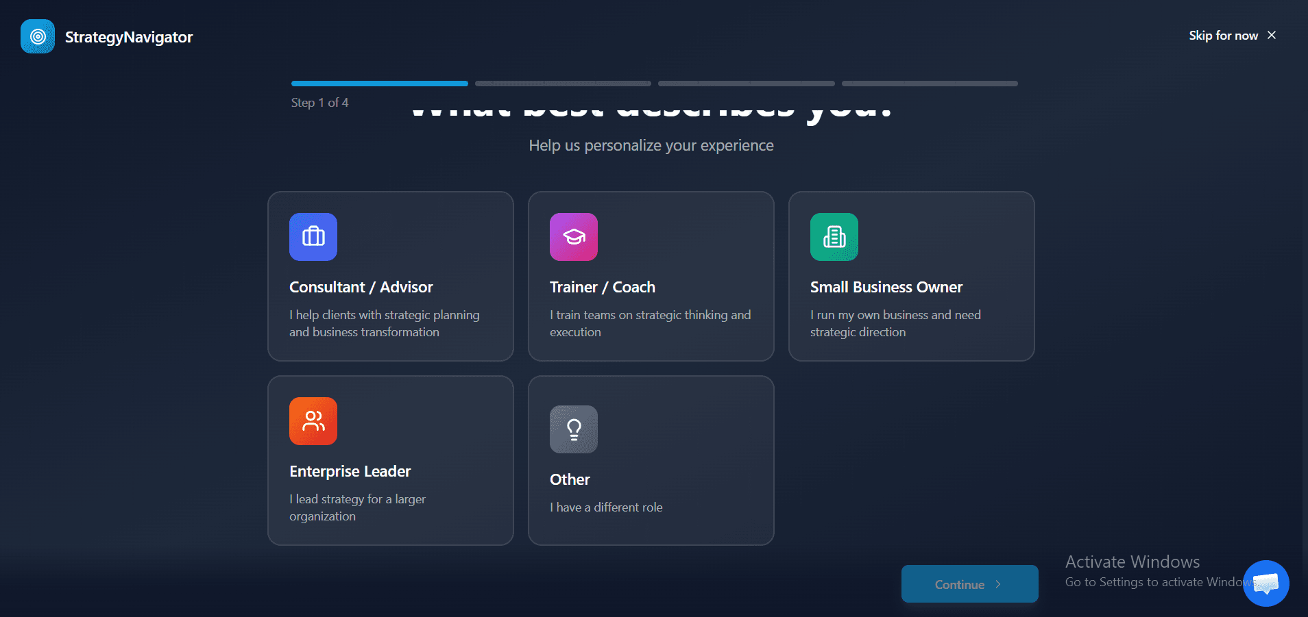 Strategy Navigator — AI SaaS Platform interface view 3