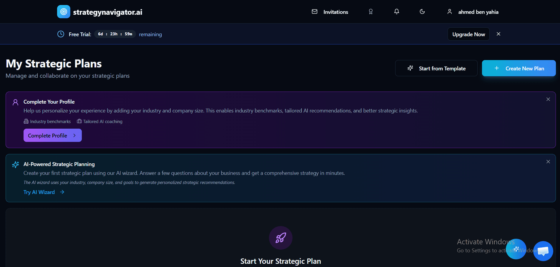 Strategy Navigator — AI SaaS Platform interface view 4