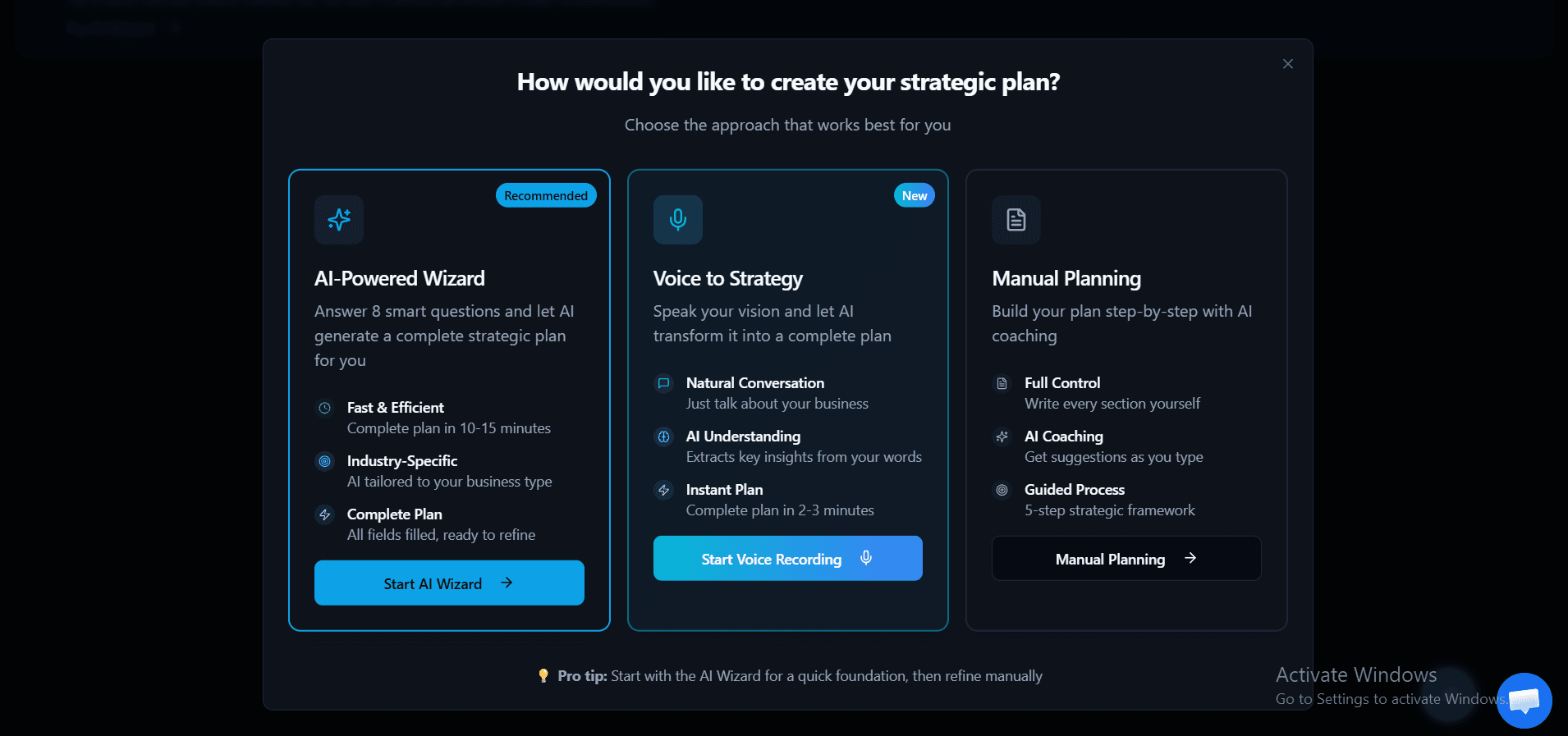 Strategy Navigator — AI SaaS Platform interface view 5