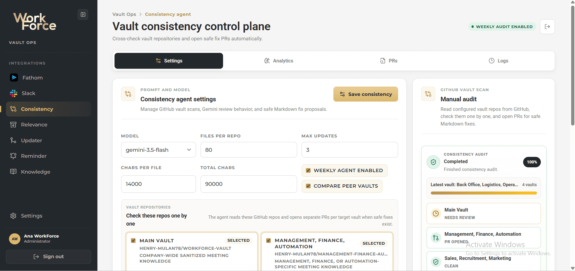 Workforce Second Brain Automation Layer interface view 3